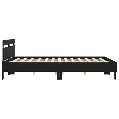 Bed Frame with LED without Mattress Black 183x203 cm King