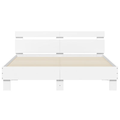 Bed Frame with LED without Mattress White 150x200 cm