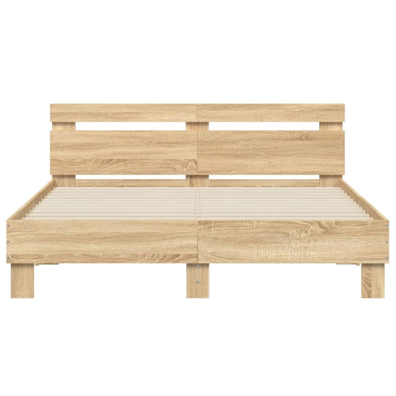 Bed Frame with LED without Mattress Sonoma Oak 150x200 cm