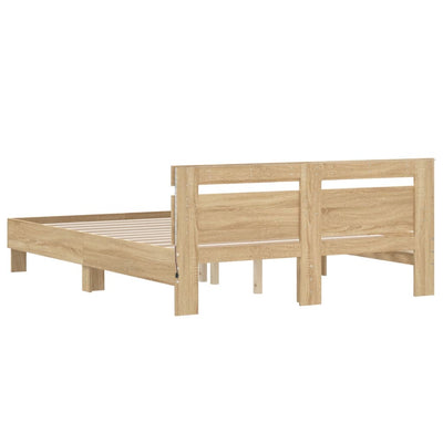 Bed Frame with LED without Mattress Sonoma Oak 150x200 cm