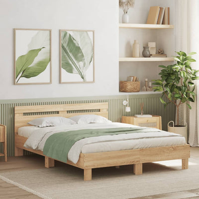 Bed Frame with LED without Mattress Sonoma Oak 150x200 cm