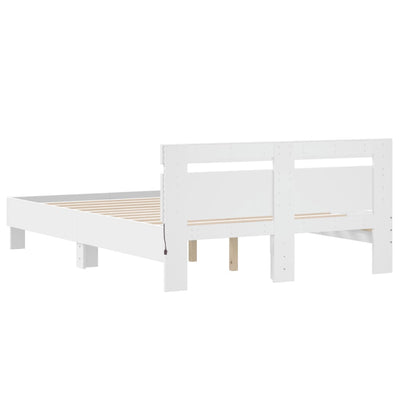 Bed Frame with LED without Mattress White 135x190 cm