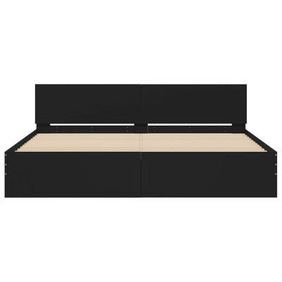 Bed Frame with Headboard and LED Black 183x203 cm King Size