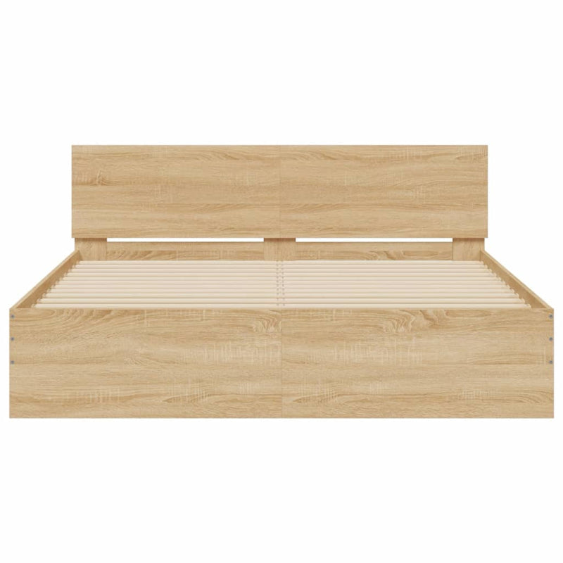 Bed Frame with LED without Mattress Sonoma Oak 150x200 cm