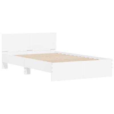 Bed Frame with LED without Mattress White 135x190 cm