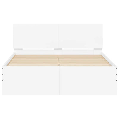 Bed Frame with LED without Mattress White 135x190 cm