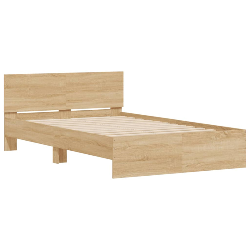 Bed Frame with LED without Mattress Sonoma Oak 135x190 cm