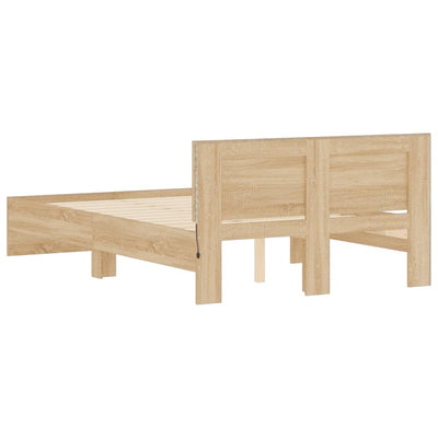 Bed Frame with LED without Mattress Sonoma Oak 135x190 cm