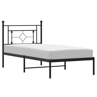 Metal Bed Frame without Mattress with Headboard Black 90x190 cm