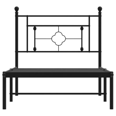 Metal Bed Frame without Mattress with Headboard Black 90x190 cm