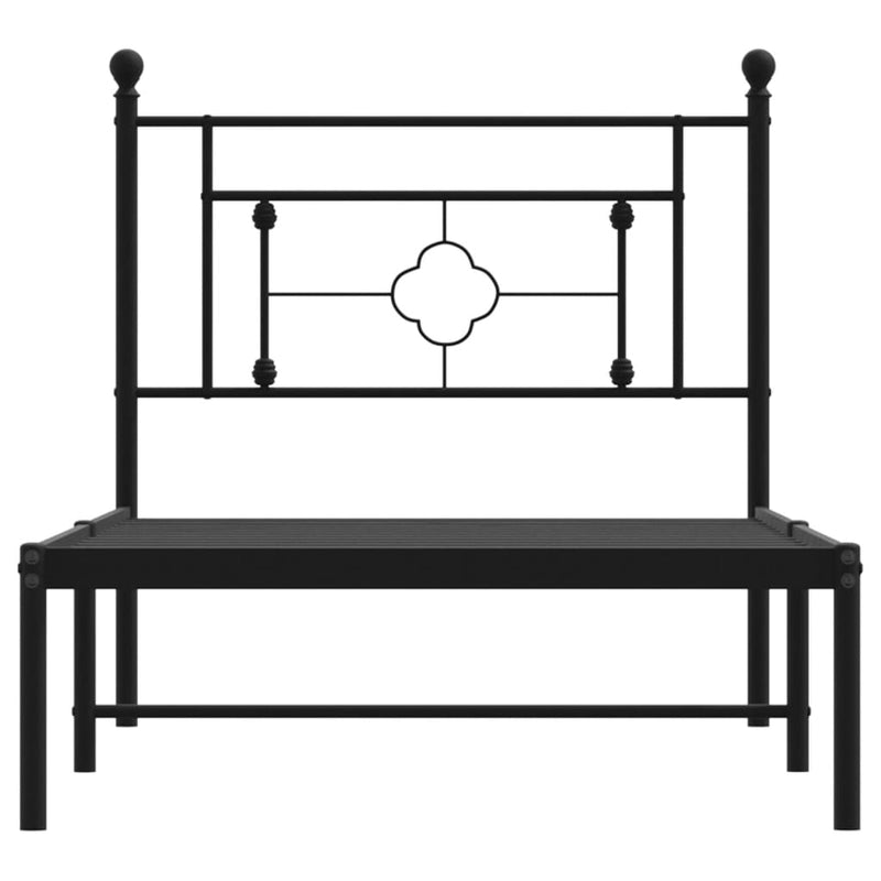 Metal Bed Frame without Mattress with Headboard Black 90x190 cm