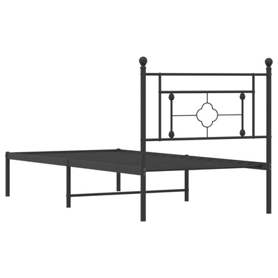 Metal Bed Frame without Mattress with Headboard Black 90x190 cm