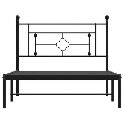 Metal Bed Frame without Mattress with Headboard Black 107x203 cm King Single