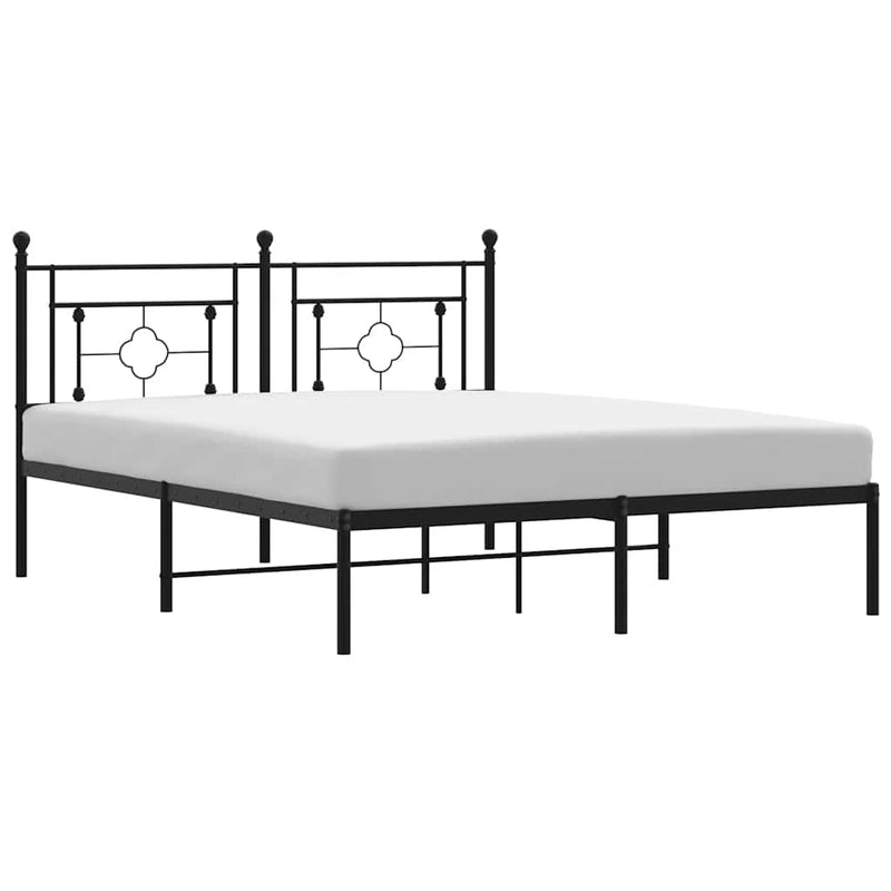 Metal Bed Frame without Mattress with Headboard Black 150x200 cm