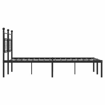 Metal Bed Frame without Mattress with Headboard Black 150x200 cm