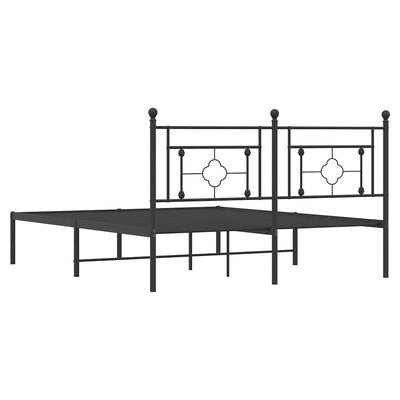 Metal Bed Frame without Mattress with Headboard Black 150x200 cm