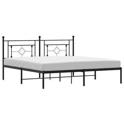 Metal Bed Frame without Mattress with Headboard Black 183x203 cm King