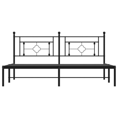 Metal Bed Frame without Mattress with Headboard Black 183x203 cm King