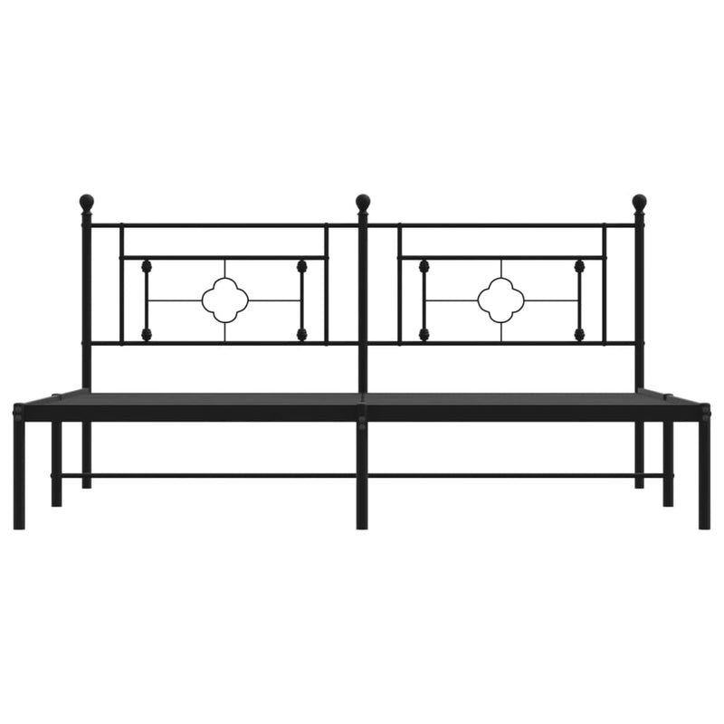 Metal Bed Frame without Mattress with Headboard Black 183x203 cm King