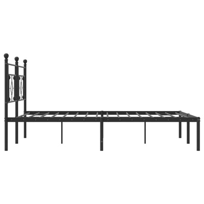 Metal Bed Frame without Mattress with Headboard Black 183x203 cm King