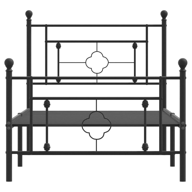 Metal Bed Frame without Mattress with Footboard Black 90x190 cm