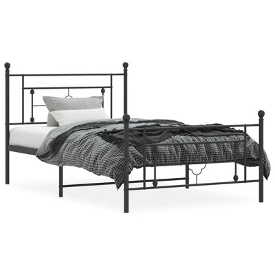 Metal Bed Frame without Mattress with Footboard Black 107x203 cm King Single