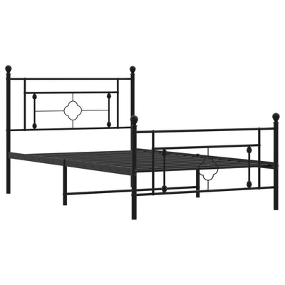 Metal Bed Frame without Mattress with Footboard Black 107x203 cm King Single