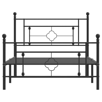 Metal Bed Frame without Mattress with Footboard Black 107x203 cm King Single