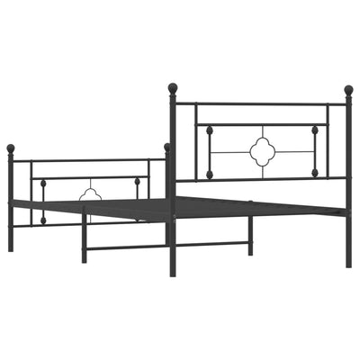 Metal Bed Frame without Mattress with Footboard Black 107x203 cm King Single