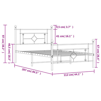 Metal Bed Frame without Mattress with Footboard Black 107x203 cm King Single