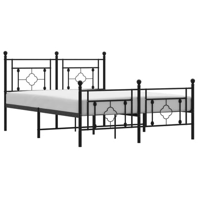 Metal Bed Frame without Mattress with Footboard Black 135x190 cm