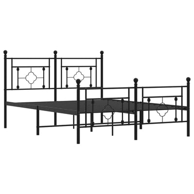 Metal Bed Frame without Mattress with Footboard Black 135x190 cm