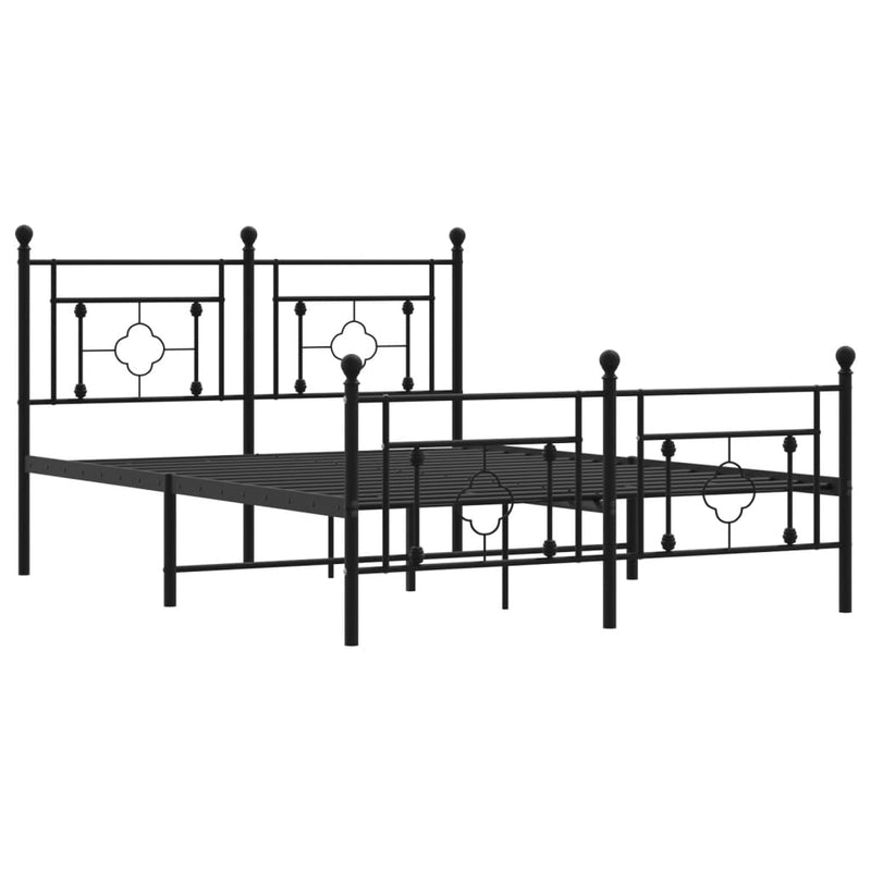 Metal Bed Frame without Mattress with Footboard Black 135x190 cm