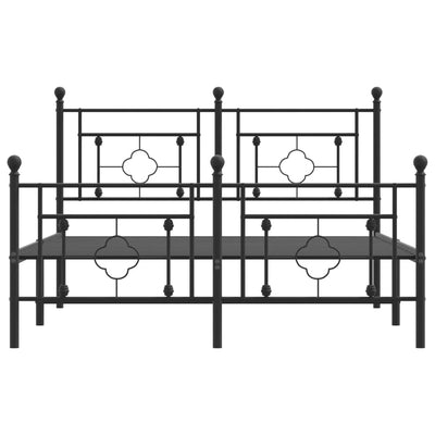 Metal Bed Frame without Mattress with Footboard Black 135x190 cm