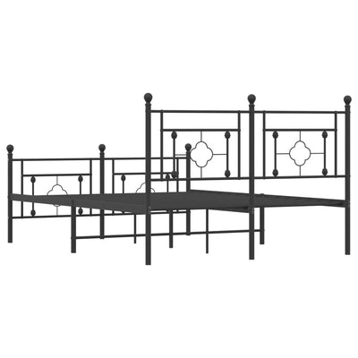 Metal Bed Frame without Mattress with Footboard Black 135x190 cm