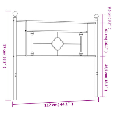 Metal Headboard Black 107 cm King Single