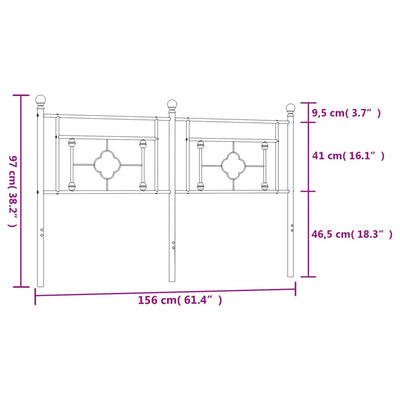 Metal Headboard Black 152 cm Queen