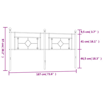 Metal Headboard Black 183 cm King
