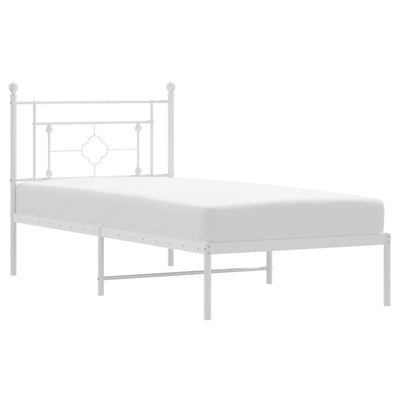 Metal Bed Frame without Mattress with Headboard White 90x190 cm