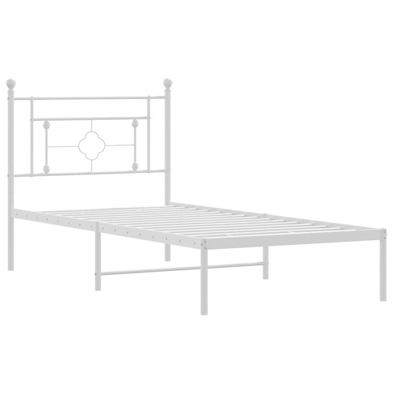 Metal Bed Frame without Mattress with Headboard White 90x190 cm