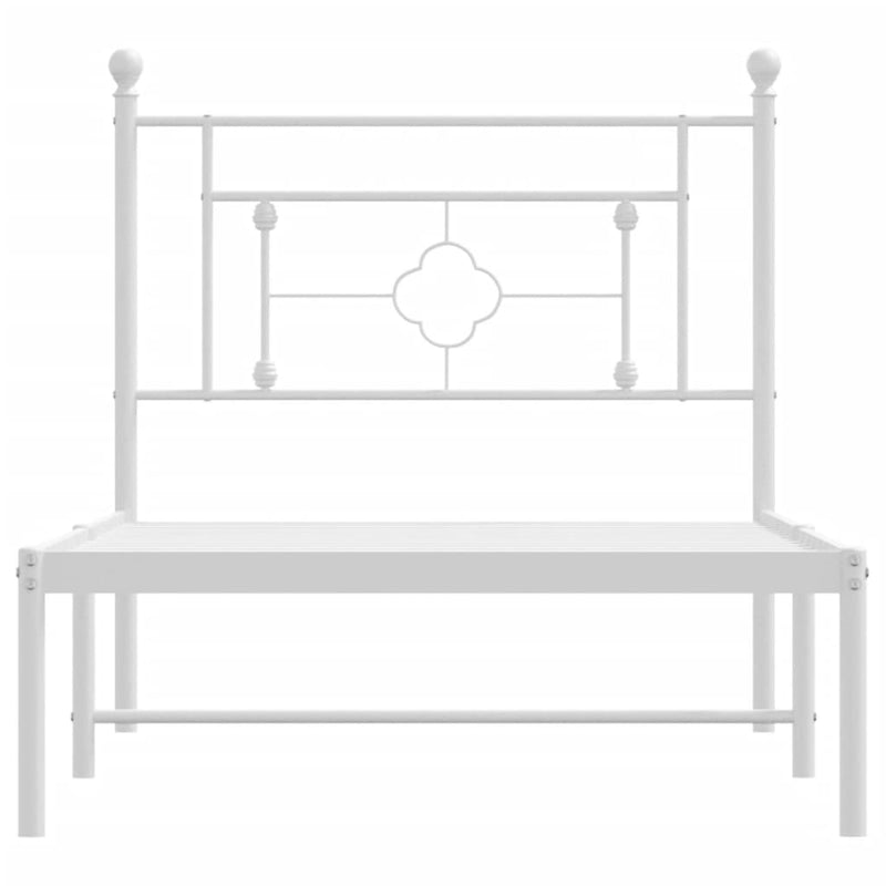 Metal Bed Frame without Mattress with Headboard White 90x190 cm