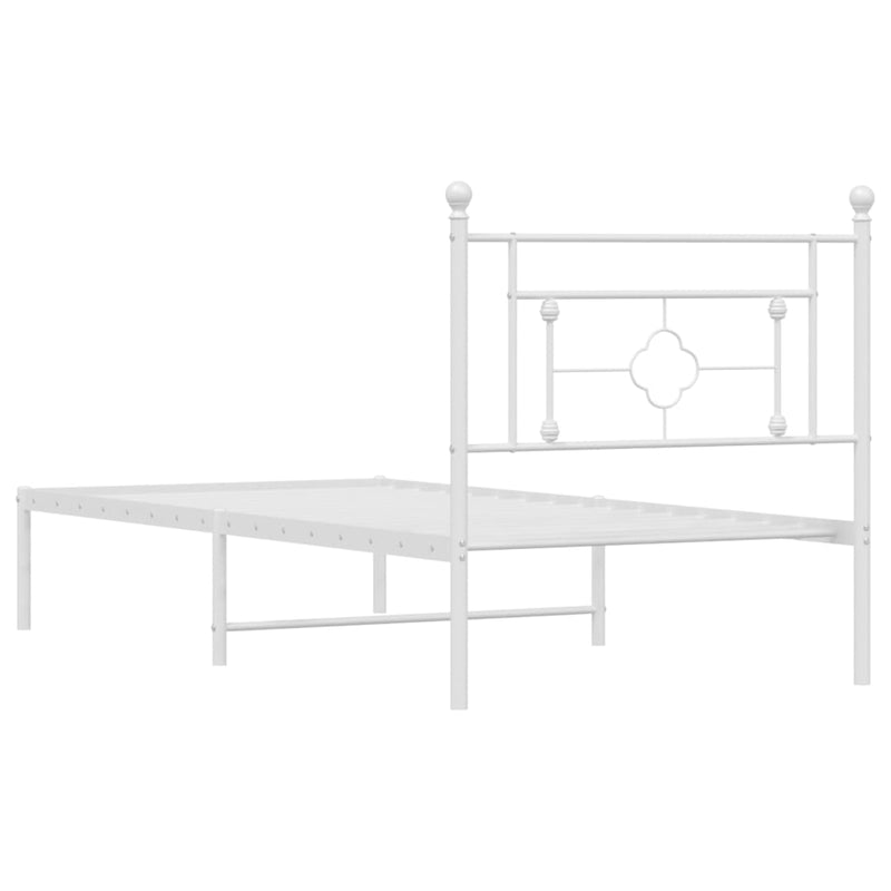 Metal Bed Frame without Mattress with Headboard White 90x190 cm