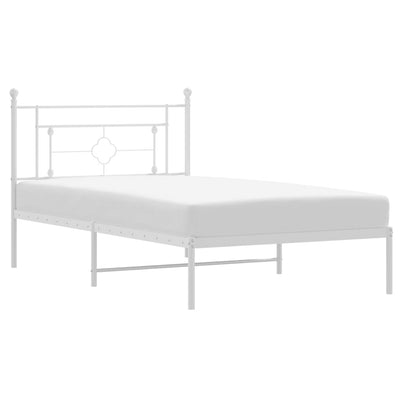 Metal Bed Frame without Mattress with Headboard White 107x203 cm King Single