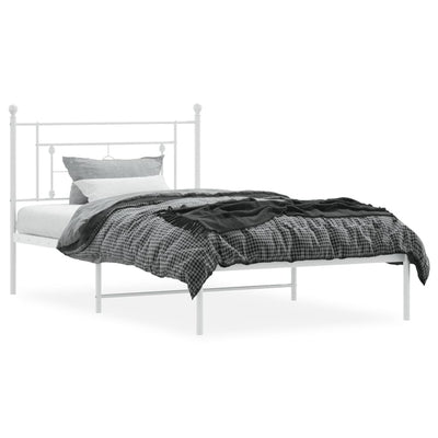 Metal Bed Frame without Mattress with Headboard White 107x203 cm King Single