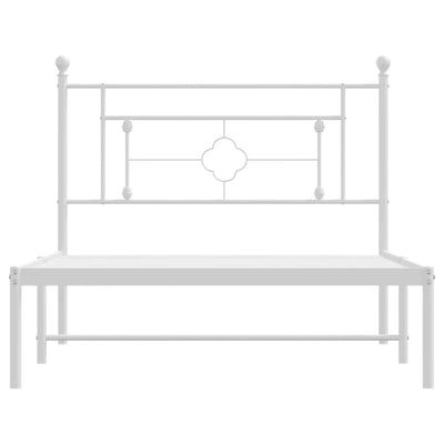 Metal Bed Frame without Mattress with Headboard White 107x203 cm King Single