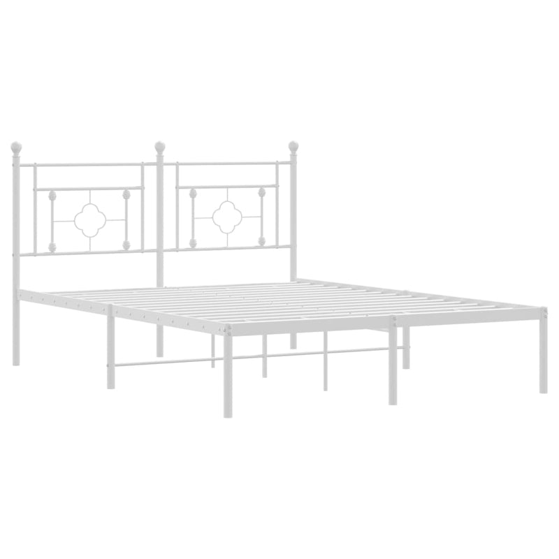 Metal Bed Frame without Mattress with Headboard White 135x190 cm