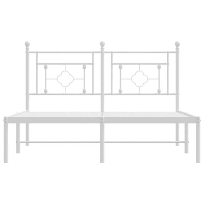 Metal Bed Frame without Mattress with Headboard White 135x190 cm