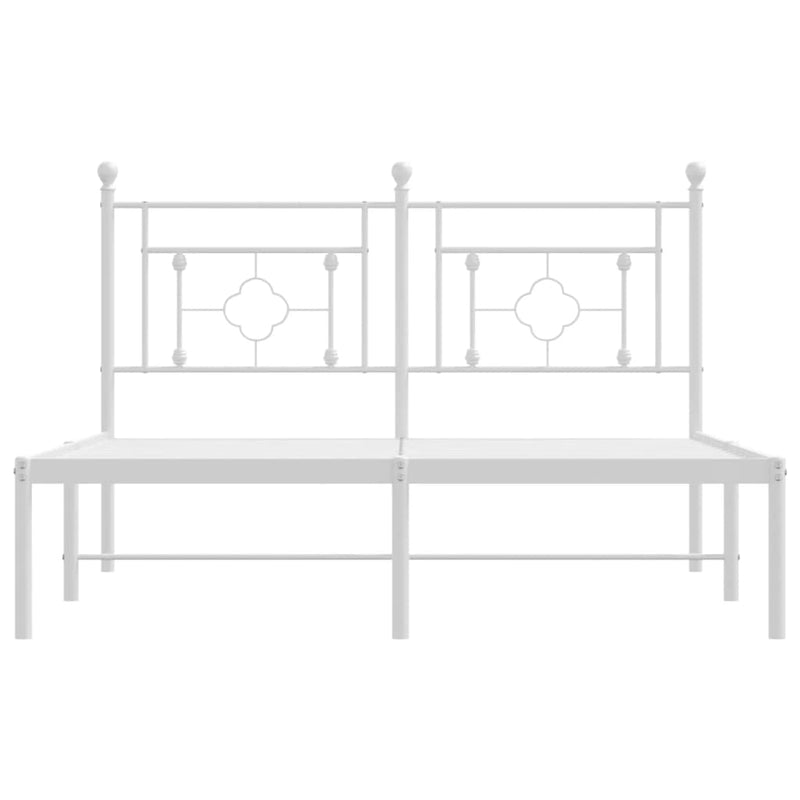 Metal Bed Frame without Mattress with Headboard White 135x190 cm