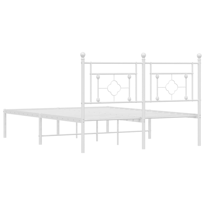 Metal Bed Frame without Mattress with Headboard White 135x190 cm