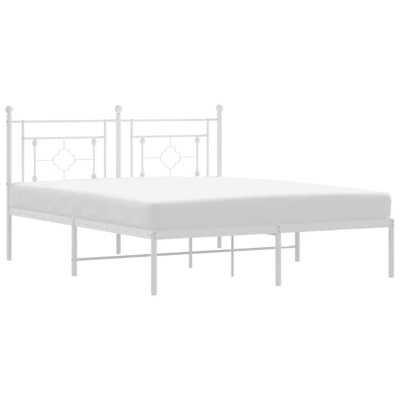 Metal Bed Frame without Mattress with Headboard White 150x200 cm